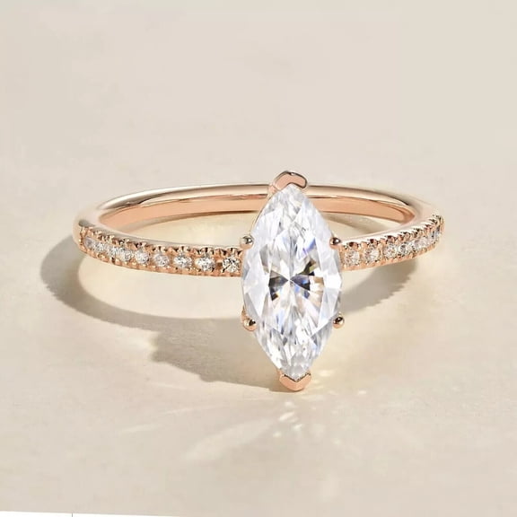 IGI Certified 1.20TCW Marquise Cut Lab Grown Diamond 14K Gold Birthday Gift Ring