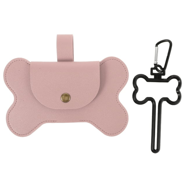 Shisuyan Portable Poop Bag Dispenser Leash Attachment Pink Pu 1Pcs 6.3X5.3X0.4In