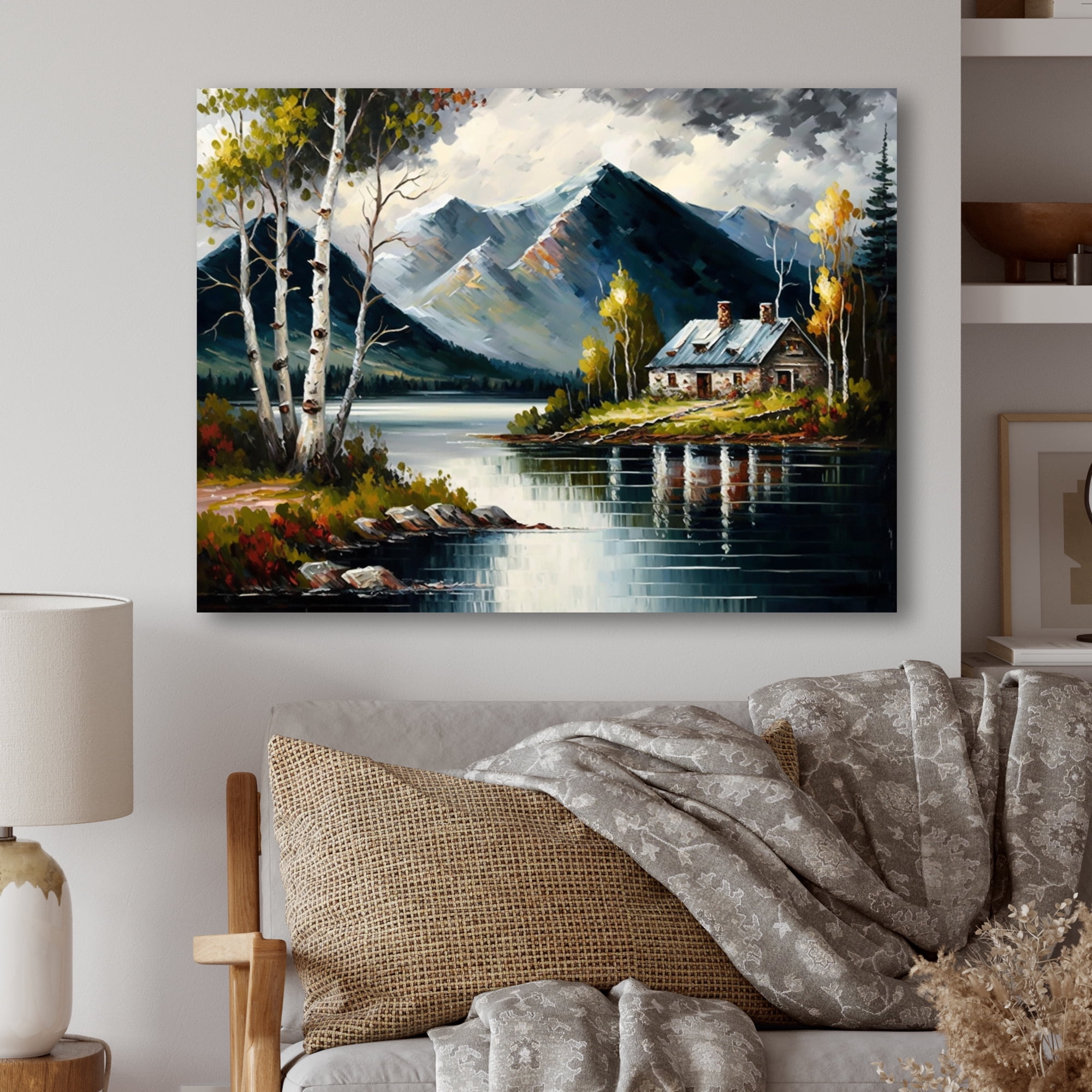 Designart Lake House Scenery In Summer I Canvas Wall Art
