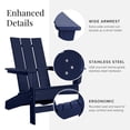 thumbnail image 2 of DuroGreen Aria Adirondack Chair Set Made With All-Weather Tangentwood, 2 Chairs, 1 Side Table, Oversized, High End Patio Furniture for Porch, Lawn, Deck, No Maintenance, Made in the USA, Navy, 2 of 7