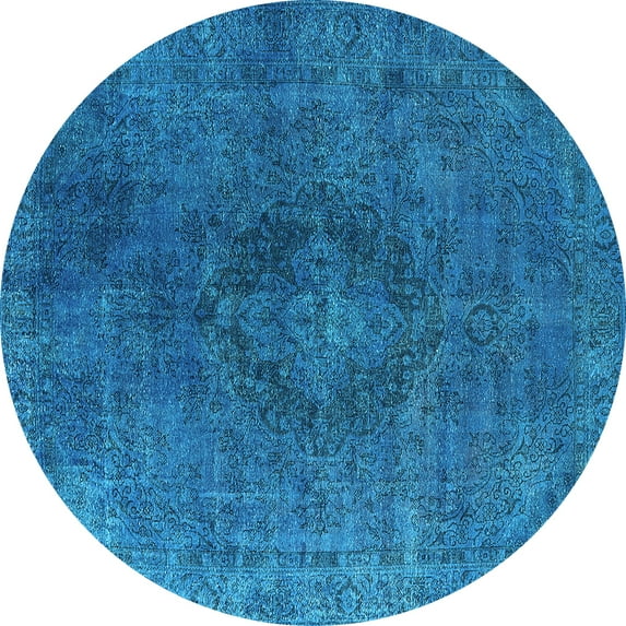 Ahgly Company Indoor Round Persian Light Blue Bohemian Area Rugs, 4' Round