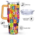 thumbnail image 3 of 40oz Colorful Math Numbers Seamless Stainless Steel Flip Straw Tumbler Spill Proof Travel Cup Double Wall Vacuum Insulated Coffee Mug with Handle, 3 of 6