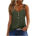 thumbnail image 2 of Shirts for Women Sleeveless V-neck Solid Color Button Up Camisole Trendy Summer Shirts Spring Clothes 2025 Army Green L, 2 of 6