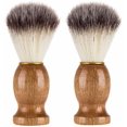 thumbnail image 1 of Juego de 2 brochas de afeitar, mango de madera, oso para hombres, barbería, brocha de afeitar para hombres, herramienta para limpieza facial y afeitado de barba ER, 1 of 5
