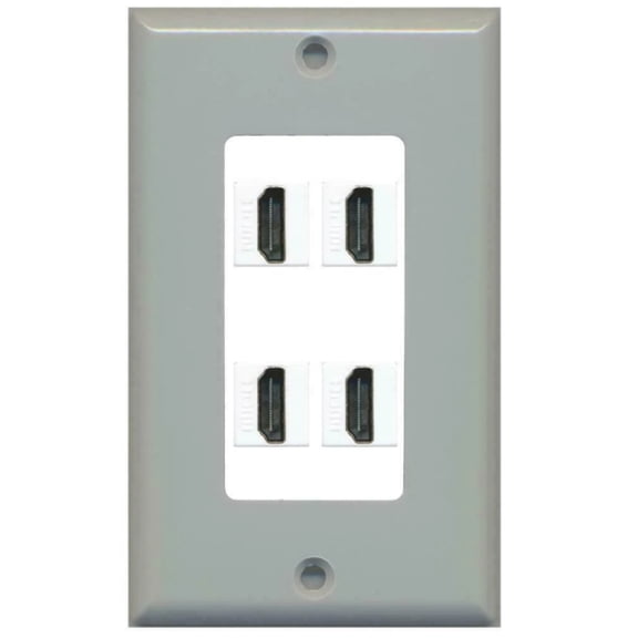 Ultra Spec Cables - 1 Gang Decorative - 4 HDMI Wall Plate Gray on