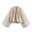 Khaki, variant on Women’s Puff Sleeve Bomber Jacket Casual Lapel Collar Full Zip Loose Fit Fashion Spring Fall Crop Pleated Shirts S