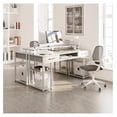 thumbnail image 7 of KriKac 55 inch Computer Office Desk with USB Charging Port Power Outlet and Keyboard Tray, Writing Desk with 2 Drawers and Monitor CPU Stand and Removable Shelf for Storage, White, 7 of 7