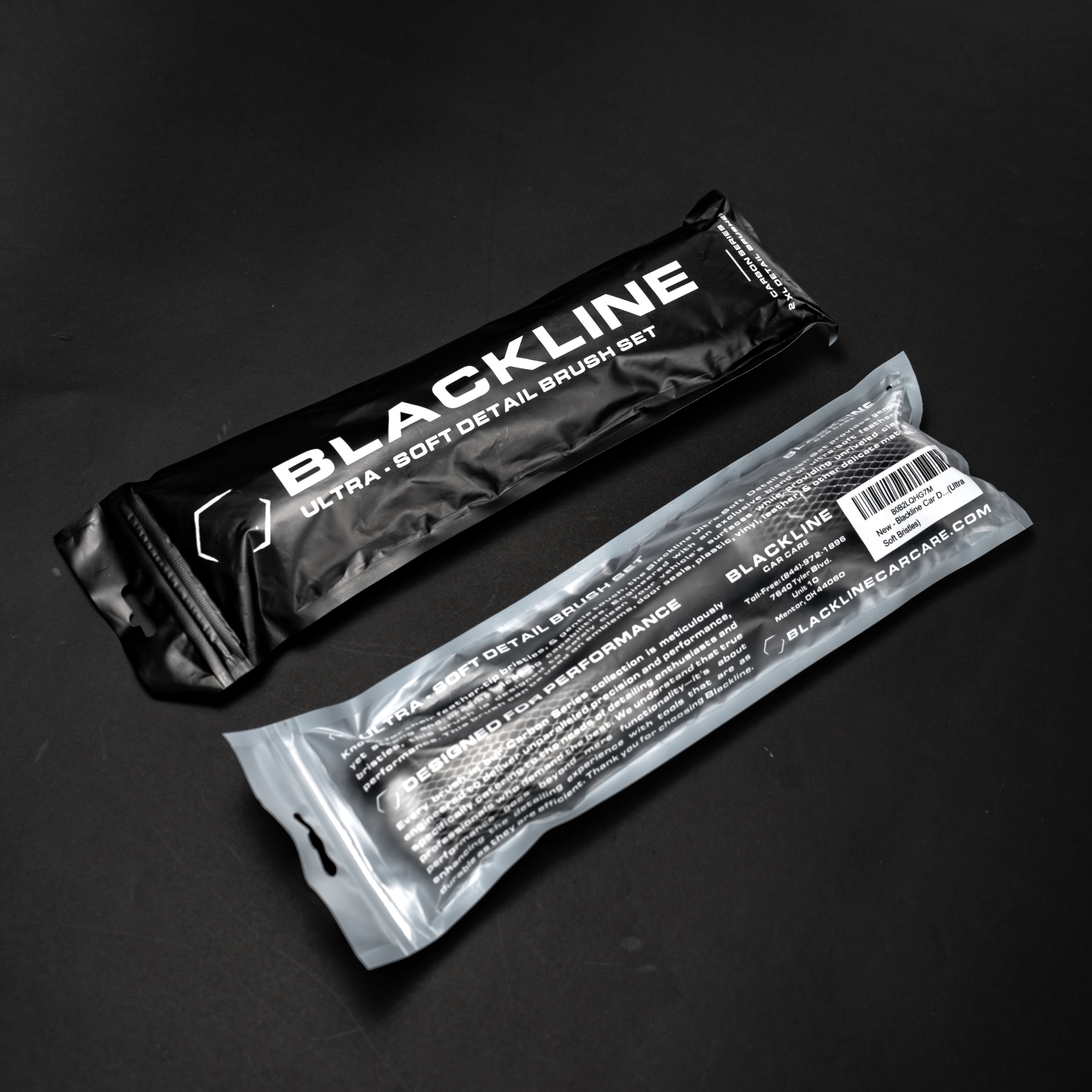 Blackline Car Detail Brushes- Luxury Car Detailing Brush Set for Interior and Exterior - Best Auto Detailing Brushes - Premium Car Detailing Brushes (Ultra Soft Bristles)