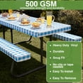 thumbnail image 4 of Hudson Comfort Picnic Table Cover with Bench Covers – Reusable Heavy Duty Vinyl Outdoor Table Cover - Waterproof Picnic Tablecloth with Carry Case - 500GSM (Blue, 96x30 Inch) (8 Feet Long), 4 of 9