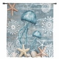 thumbnail image 2 of Blue Jellyfish Coastal Semi Sheer Curtains Drapes for Living Room,Bedroom,French Doors Window 108 Inches Long,Summer Beach Nautical Starfish Coral Rod Pocket Chiffon Curtain Drapery Voile Panel, 2 of 6