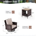 thumbnail image 5 of Summit Living 3-Piece Outdoor Swivel Glider Chairs Set with Coffee Table, Wicker Patio Club Lounge Chairs With Backrests & Cushions, Beige, 5 of 9