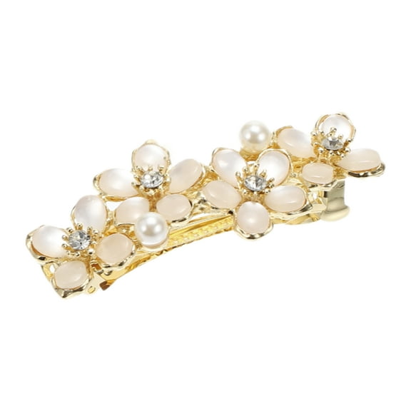 Flower Hair Clips for Women Large Flower Hairpins French Faux Crystal Flower Hairpin Champagne