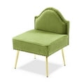 thumbnail image 3 of Upholstered Pleated Velvet Accent Chair with Gold Metal Legs, Tufted Dining Office Chair with Curved Design Backrest, Armless Slipper Chair with Copper Nail Head Trimming for Bedroom, Living Room, 3 of 5
