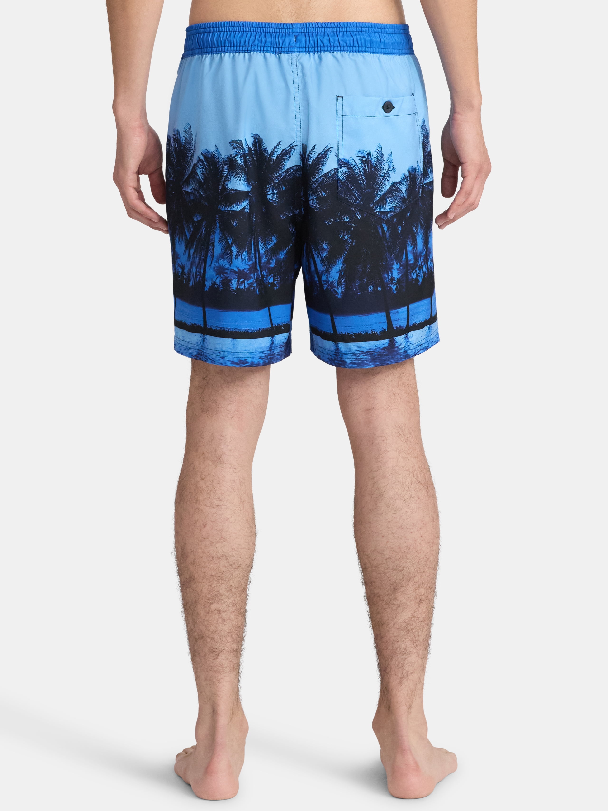 No Boundaries Elastic Waist Swim Shorts, 6" Inseam, Men's & Big Men's