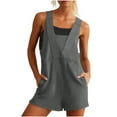 thumbnail image 3 of QATAINLAV Women's Romper 2025 Summer Casual Sleeveless Short Jumpsuits Solid Color Tank Tops Athletic Onesies Shorts with Pockets Dark Gray L Ropa de Verano Para Mujer, 3 of 10