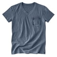 thumbnail image 3 of Mens Short Sleeve T-Shirts Casual V Neck Cotton Tee Summer Beach Tops with Pocket Big and Tall Size M-3XL Navy, 3 of 4