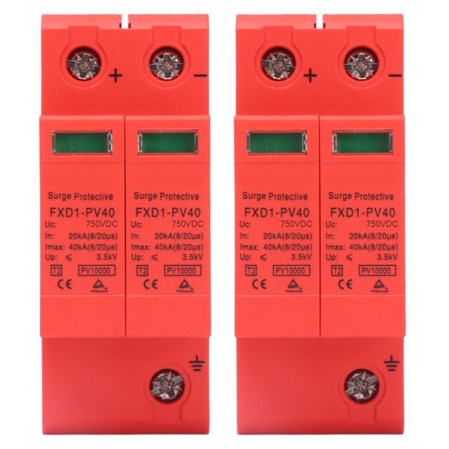 Dispositifs de Protection contre les Surtensions, Protecteur Ignifuge PC Dispositif d'Arrestation de Flamme Tension 2 Pcs 40KA avec Signal à Distance pour Maison pour Appareils Électriques 500V,750V,1000V