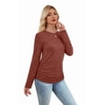 thumbnail image 3 of Ronuti Womens Sweaters Long Sleeve Shirts Fall Fashion 2026 Trendy Tops Ruched Outfits Winter Clothing Red Shirts, 3 of 8