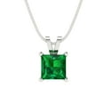 thumbnail image 2 of 3.0 ct Brilliant Princess Cut Solitaire Emerald 14k White Solid Gold Everyday Affordable Designer Necklace Pendant with 18" Chain, 2 of 6