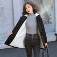 thumbnail image 4 of IROINNID Women's Hooded Winter Jacket Solid Color Long Sleeve Warm Comfy Stylish Fashion Sweater Casual Long Cardigan Tops, Black, 4 of 5