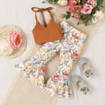 thumbnail image 2 of Toddler Girls Casual Suit Sleeveless Stripe Sling Tops and Prints Bell Bottoms 2pcs Set Outfits Girl Summer Sets, 2 of 7