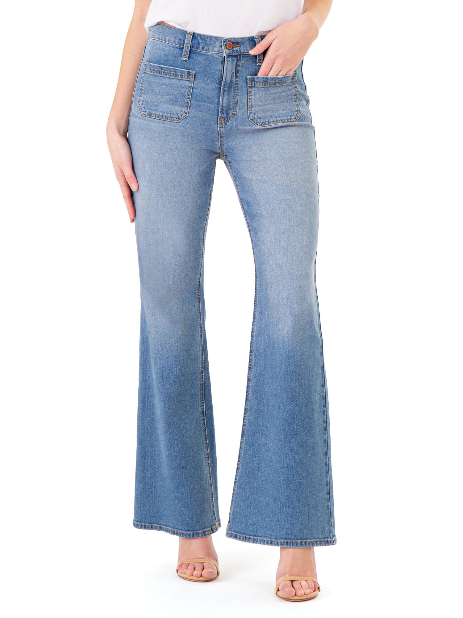 Jordache Women’s Patch Pocket Wide Leg Jeans, Sizes 2-22 - Walmart.com