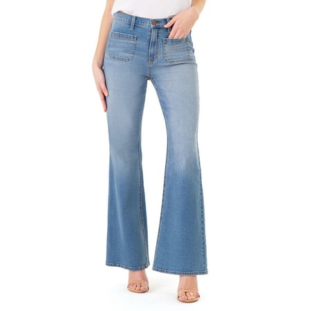 Jordache Women’s Patch Pocket Wide Leg Jeans, Sizes 2-22