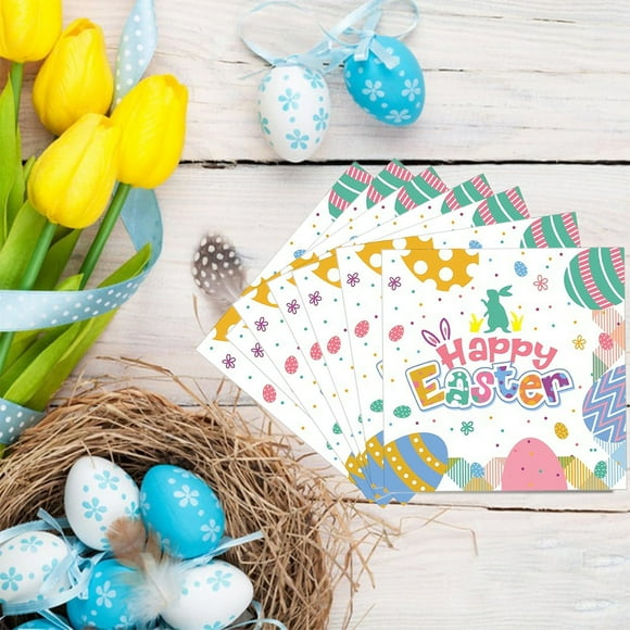 EGNMCR Easter Decorations Easter Paper Towel Heavy Duty Easter Dinnerware Sets With Easter Eggs Bunny For Spring Holiday Easter Party Supplies Disposable Paper Towel 20Pcs Paper Easter Towels