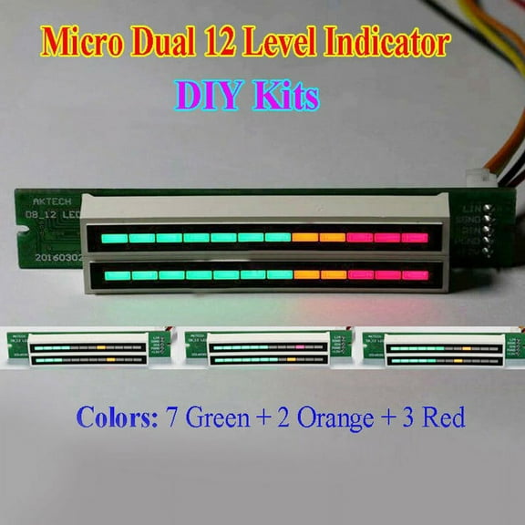 Dual 12 Stereo Level indicator DIY Kit LED VU Meter Lamps Light Speed Adjustable