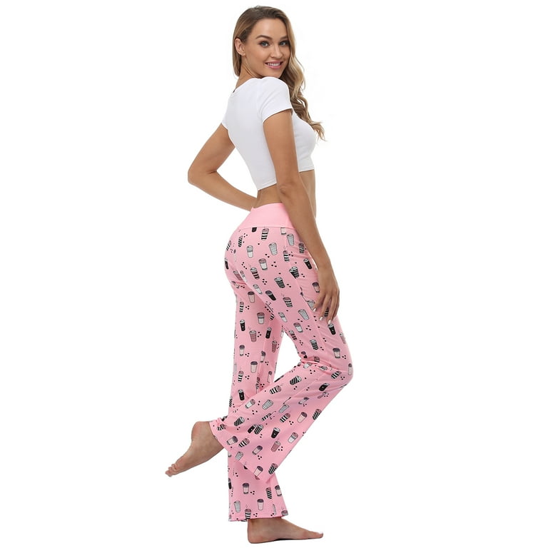 HDE Pajama Pants for Women PJ Pants Comfy Loungewear Pink Coffee 2X Plus 