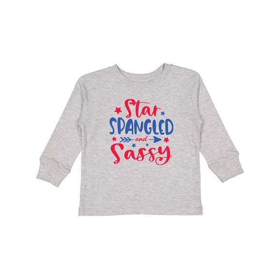 Inktastic 4th of July Star Spangled and Sassy with Arrow and Stars Boys or Girls Long Sleeve Toddler T-Shirt