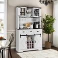 thumbnail image 3 of Ourlova 72" Farmhouse Bar Cabinet with Sliding Barn Door, Tall Kitchen Buffet Rustic Coffee Wine Bar Sideboard White, 3 of 6