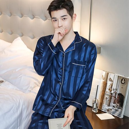 

PIKADINGNIS Luxury Pajama Suit Silk Pajamas Sets Couple Sleepwear Family Pijama Lover Night Men & Women Casual Autumn Winter Pajamas for Men