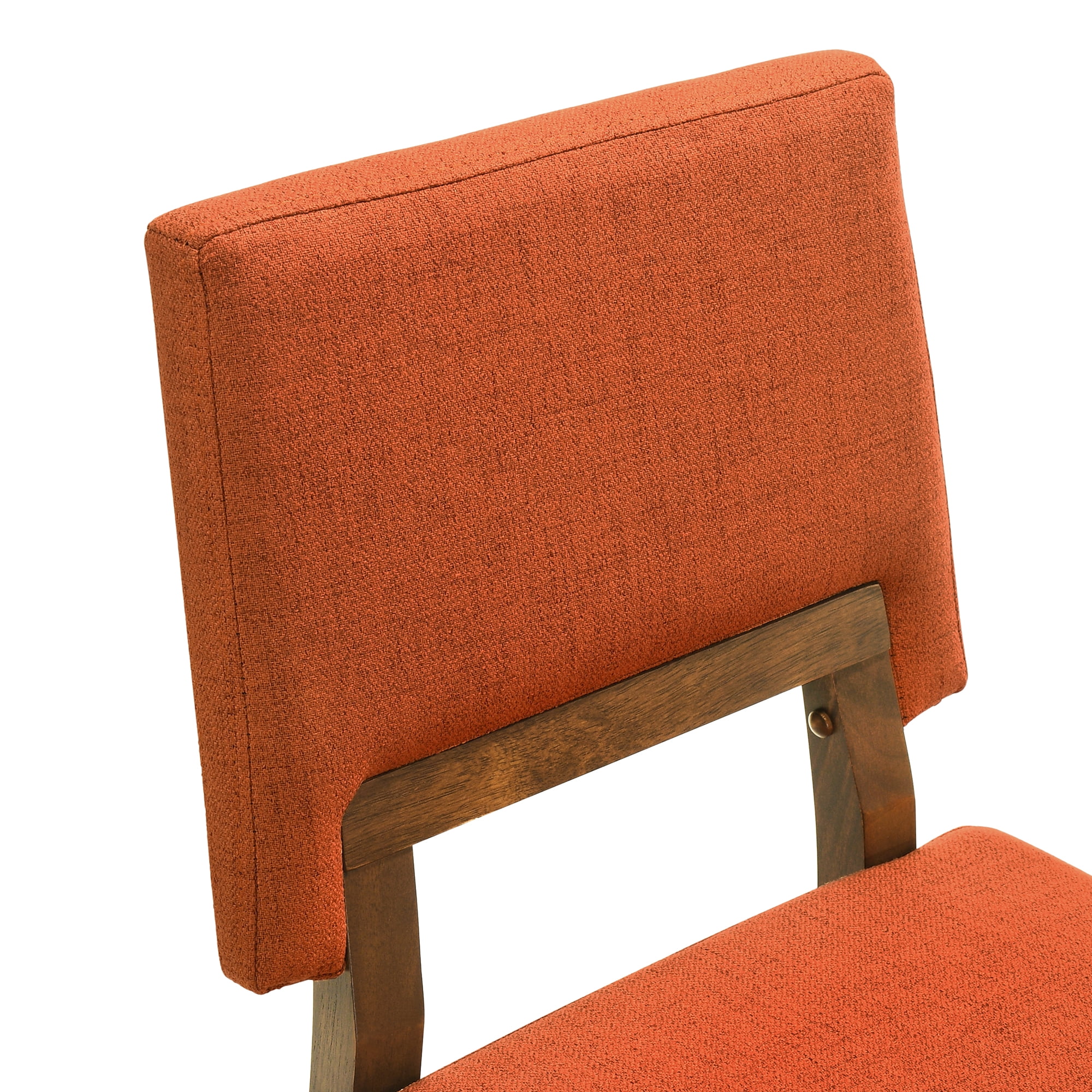 Channell Wood Dining Chair in Walnut Finish with Orange Fabric - Set of 6