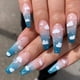 thumbnail image 1 of Ataúd Prensa en uñas Nubes Uñas postizas Uñas postizas largas Azul Diamantes de imitación de lujo Lindas uñas de cubierta completa Puntas de uñas acrílicas para mujeres y niñas-24 piezas (, 1 of 4