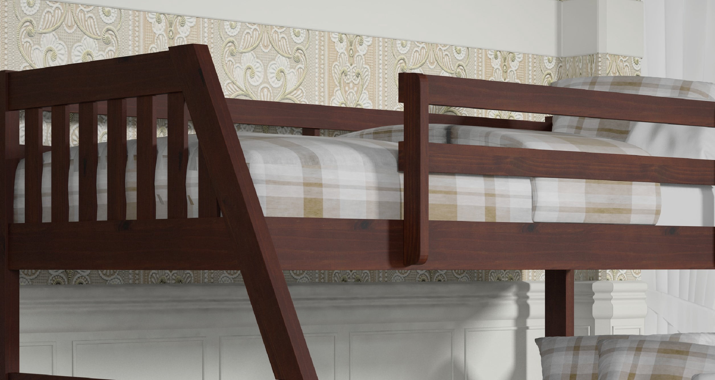 Donco Kids Twin over Full Solid Wood Mission Bunk Bed in Cappuccino