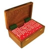 Marion & Co. Double Nine Red Jumbo Tournament Domino in a Dovetail Sheesham Wood Box with Spinners