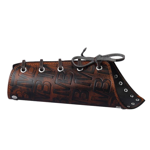 Muñequera ancha de cuero sintético para adultos, estilo steampunk, tipo guantelete, elegante. café