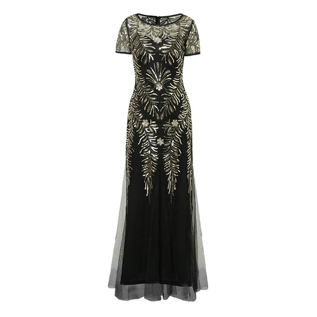 Meichang Robe Maxi en Maille pour Femmes Vintage à Manches Courtes Col Ras du Cou Longues Robes Ajustées Confortables Ourlet Fluide Mode Robe d'Été Détente Soirée Fête Boîte de Nuit Bal Robes Robe
