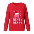 thumbnail image 4 of Xdegoge Merry Christmas Sweatshirts for Women Crew Neck Long Sleeve Tops Xmas Letter Print Shirts Cute Christmas Shirt Womens Women Christmas Shirts, Red S, 4 of 4