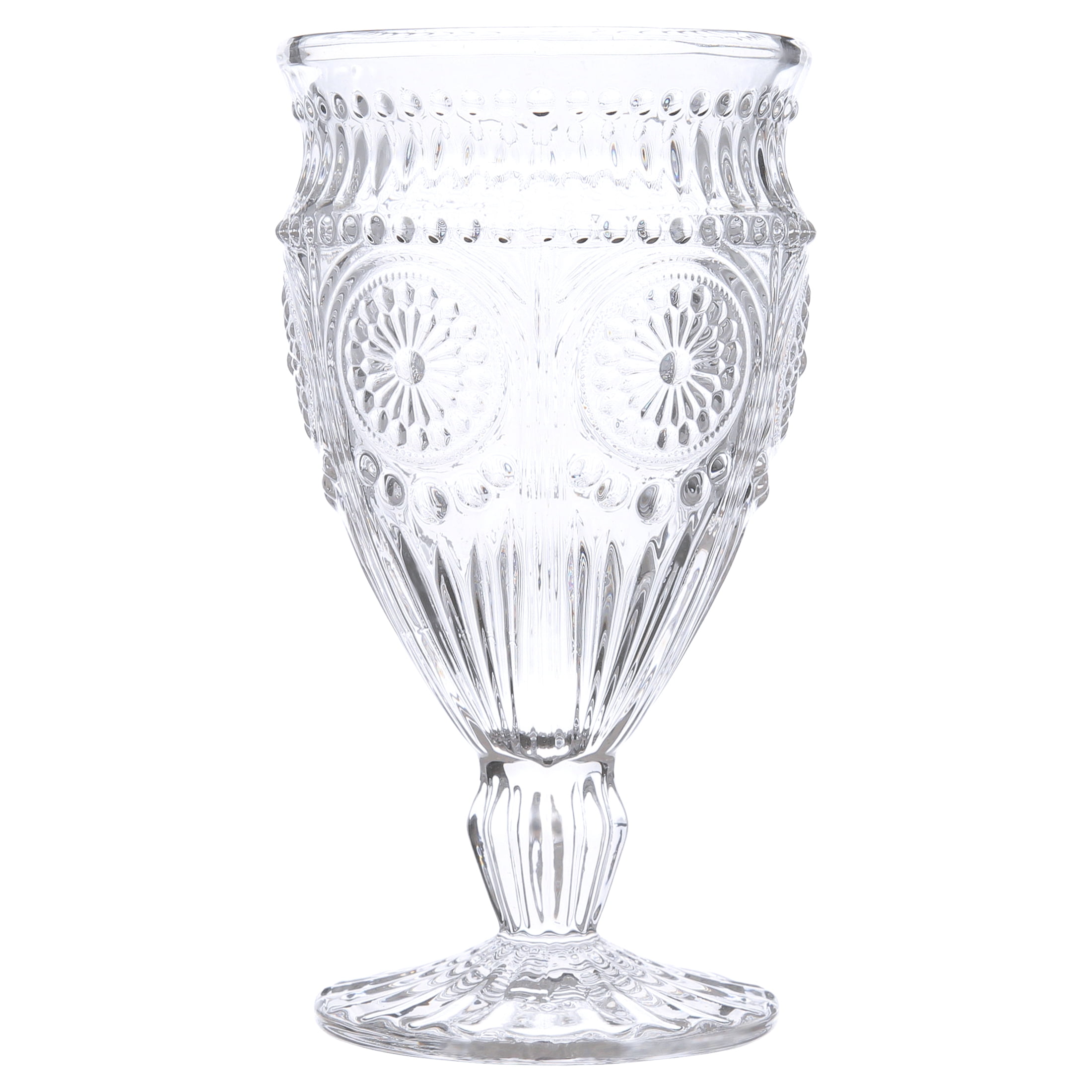 The Pioneer Woman Adeline 12-Ounce Footed Glass Goblets, Set of 4, Plum