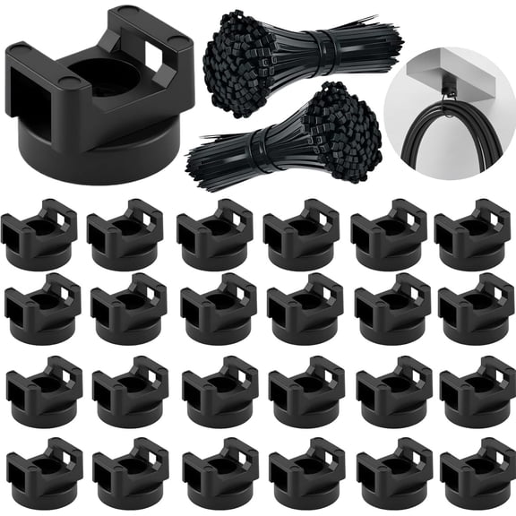 225 Pieces Magnetic Cable Ties Set, 25 Zip Tie Mounts with 200 Ties, Strong Wire Holder Cables Management, Multipurpose Electrical Cord Holders Organizer (22mm)