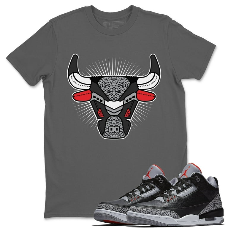 Bull Head Cool Grey T-Shirt Jordan Black Cement Sneaker Match