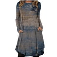 thumbnail image 1 of Vestido HUOGUO para mujer, cuello en O, manga larga, estampado floral, 1 of 5