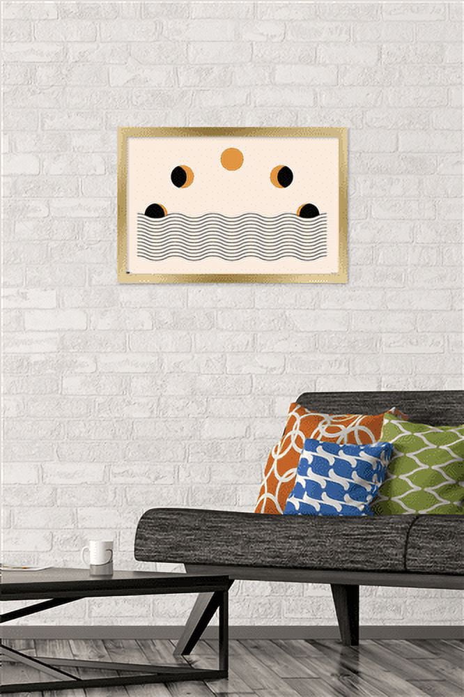 Abstract Moon Phases Wall Poster, 14.725" x 22.375", Framed