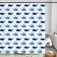 thumbnail image 4 of Nautical Ocean Whale Shower Curtain, Light Blue Ocean Fish Animal Print Design Bathroom Shower Curtain for Kids, Sea Themed Creatures Underwater Shower Curtain Set with 12 Hooks 72x72 inch, 4 of 5