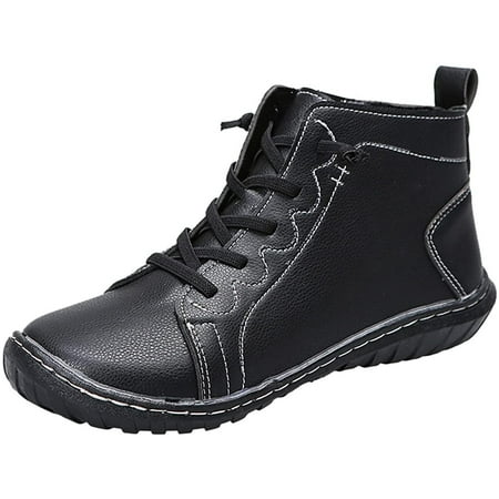 

Winter Boots for Women Boots for Women Wedges Mid-Calf Flats Boot Retro Leather Western Cowboy Booties Side Zipper Platform Combat Work Shoes