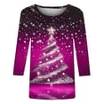 thumbnail image 4 of Holiday Gifts! Titcea Christmas Shirts for Women 3/4 Sleeve Crewneck Glitter Xmas Tree Print Pullover Christmas Sweaters 2024 Fashion Casual Tops, 4 of 4