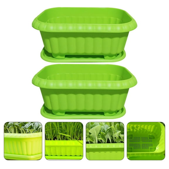 HOMEMAXS 2pcs Vegetable Growing Containers Plastic Gardening Tool (Green)