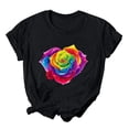 thumbnail image 1 of Pisexur Hauts pour Femmes T-Shirts Fierté LGBT Colorés Teinture sur Nœuds Fleur Graphique T-Shirts Été Décontracté Col Rond Manches Courtes Blouses Amples Inspirantes Égalité T-Shirts Confortables Polyvalents Basiques, 1 of 1